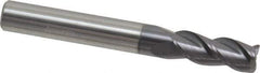 Accupro - 5/16", 3 Flute, Single End, Solid Carbide, 0.03" Corner Radius End Mill - 2-1/2" OAL, 40° Helix, Right Hand Flute, 3/4" LOC, Right Hand Cut - All Tool & Supply