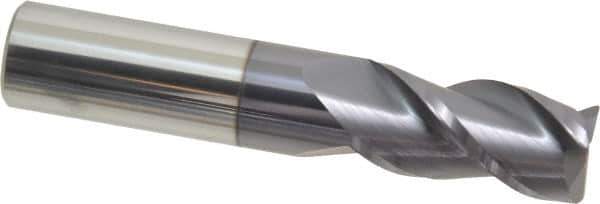 Accupro - 3/4", 3 Flute, Single End, Solid Carbide, 0.03" Corner Radius End Mill - 4" OAL, 40° Helix, Right Hand Flute, 1-1/2" LOC, Right Hand Cut - All Tool & Supply