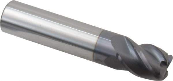 Accupro - 1/2", 4 Flute, Single End, Solid Carbide, 0.09" Corner Radius End Mill - 2-1/2" OAL, 40° Helix, Right Hand Flute, 5/8" LOC, Right Hand Cut - All Tool & Supply