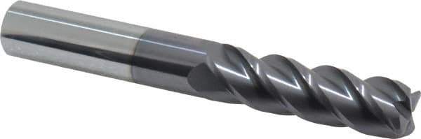 Accupro - 5/8", 4 Flute, Single End, Solid Carbide, 0.06" Corner Radius End Mill - 4-5/8" OAL, 40° Helix, Right Hand Flute, 2-1/8" LOC, Right Hand Cut - All Tool & Supply