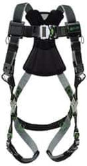 Miller - 400 Lb Capacity, Size Universal, Full Body Construction Safety Harness - Polyester (Outer) & Webbing, Quick Connect Leg Strap, Quick Connect Chest Strap, Green/Black - All Tool & Supply