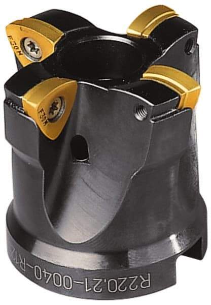 Seco - 1-1/4" Cut Diam, 0.08" Max Depth, 1-1/4" Shank Diam, Cylindrical Shank Indexable High-Feed End Mill - Screw Holding Method, 218.19-160 Insert, R217.21 Toolholder, Through Coolant - All Tool & Supply