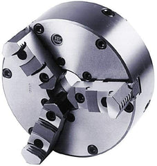 BTC - 3 Jaws, 12" Diam, Self Centering Manual Lathe Chuck - Plain Back Mount Spindle, Adjustable, Reversible, 2,200 Max RPM, 3.268" Through Hole Diam, Cast Iron - All Tool & Supply