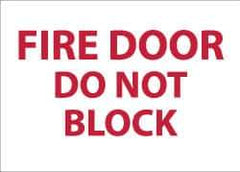 NMC - Fire Door - Do Not Block, Pressure Sensitive Vinyl Fire Sign - 14" Wide x 10" High, Glow-in-the-Dark - All Tool & Supply