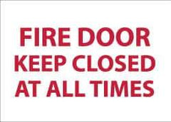 NMC - Fire Door - Keep Closed at All Times, Pressure Sensitive Vinyl Fire Sign - 14" Wide x 10" High, Glow-in-the-Dark - All Tool & Supply