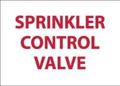 NMC - Sprinkler Control Valve, Pressure Sensitive Vinyl Fire Sign - 14" Wide x 10" High, Glow-in-the-Dark - All Tool & Supply