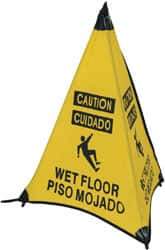 NMC - Caution - Wet Floor, 31" High, Plastic Floor Sign - English/Spanish, POP-UP, Black on Yellow, For Restroom, Janitorial & Housekeeping - All Tool & Supply