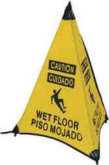 NMC - Caution - Wet Floor, 31" High, Plastic Floor Sign - English/Spanish, POP-UP, Black on Yellow, For Restroom, Janitorial & Housekeeping - All Tool & Supply