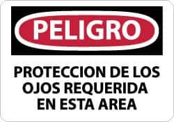 NMC - "Peligro - Proteccion de los Ojos Requerida en Esta Area", 10" Long x 14" Wide, Aluminum Safety Sign - Rectangle, 0.04" Thick, Use for Workplace/Safety - All Tool & Supply