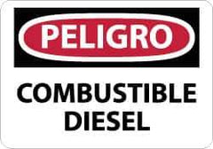 NMC - "Peligro - Combustible Diesel", 10" Long x 14" Wide, Aluminum Safety Sign - Rectangle, 0.04" Thick, Use for Workplace/Safety - All Tool & Supply