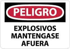 NMC - "Peligro - Explosivos Mantengase Afuera", 10" Long x 14" Wide, Aluminum Safety Sign - Rectangle, 0.04" Thick, Use for Workplace/Safety - All Tool & Supply