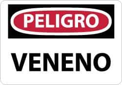 NMC - "Peligro - Veneno", 10" Long x 14" Wide, Aluminum Safety Sign - Rectangle, 0.04" Thick, Use for Workplace/Safety - All Tool & Supply