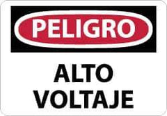 NMC - "Peligro - Alto Voltaje", 10" Long x 14" Wide, Aluminum Safety Sign - Rectangle, 0.04" Thick, Use for Workplace/Safety - All Tool & Supply