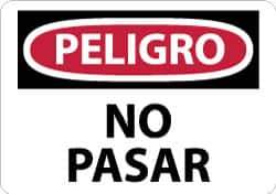 NMC - "Peligro - No Pasar", 10" Long x 14" Wide, Aluminum Safety Sign - Rectangle, 0.04" Thick, Use for Security & Admittance - All Tool & Supply