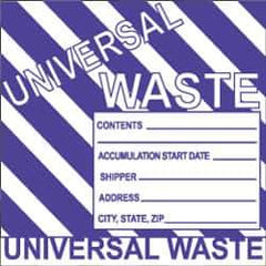 NMC - Hazardous Materials Label - Legend: Universal Waste, English, Black, White & Purple, 6" Long x 6" High, Sign Muscle Finish - All Tool & Supply