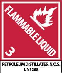 NMC - Flammable Liquid - 3 - Petroleum Distillates, N.O.S. - UN1268 Shipping Label - 4-3/4" High x 4" Wide - All Tool & Supply