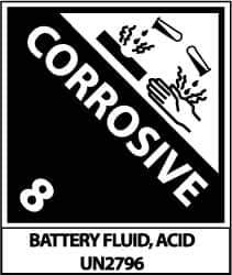 NMC - Corrosive 8 Battery Fluid, Acid Un2796 Shipping Label - 4-3/4" High x 4" Wide - All Tool & Supply