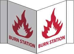 NMC - "Burn Station", 8" Long x 14-1/2" Wide, Rigid Plastic Safety Sign - Rectangle, 0.125" Thick, Use for First Aid - All Tool & Supply