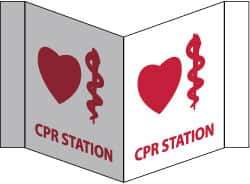 NMC - "CPR Station", 8" Long x 14-1/2" Wide, Rigid Plastic Safety Sign - Rectangle, 0.125" Thick, Use for First Aid - All Tool & Supply