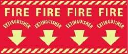 NMC - Fire Extinguisher, Pressure Sensitive Vinyl Fire Sign - 24" Wide x 12" High, Glow-in-the-Dark - All Tool & Supply