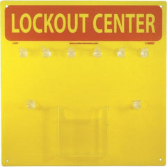 NMC - Empty Plexiglass Tag and Padlock / Hasp Station - 14 Inch Wide x 14 Inch High, Yellow and Yellow on Red - All Tool & Supply