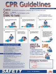 NMC - 18" Wide x 24" High Laminated Paper CPR Information Poster - English - All Tool & Supply