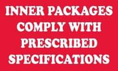 NMC - Inner Packages Comply with Prescribed Specifications DOT Shipping Label - 3" High x 5" Wide - All Tool & Supply