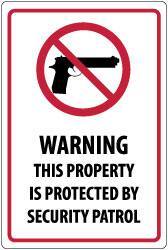 NMC - "Warning - This Property Is Protected by Security Patrol", 18" Long x 12" Wide, Aluminum Safety Sign - Rectangle, 0.04" Thick, Use for Security & Admittance - All Tool & Supply