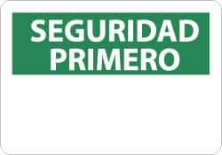 NMC - "Seguridad Primero", 14" Long x 10" Wide, Aluminum Safety Sign - Rectangle, 0.04" Thick, Use for Workplace/Safety - All Tool & Supply