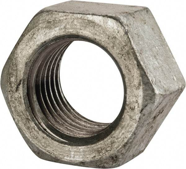 Value Collection - 1-1/4 - 7 UNC Steel Right Hand Hex Nut - 1-7/8" Across Flats, 1-1/16" High, Hot Dipped Galvanized Finish - All Tool & Supply