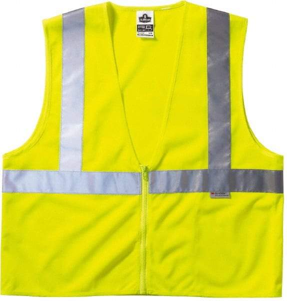 Ergodyne - Size L/XL High Visibility Lime Mesh General Purpose Vest - 44 to 52" Chest, ANSI/ISEA 107, Zipper Closure, 3 Pockets, Polyester - All Tool & Supply