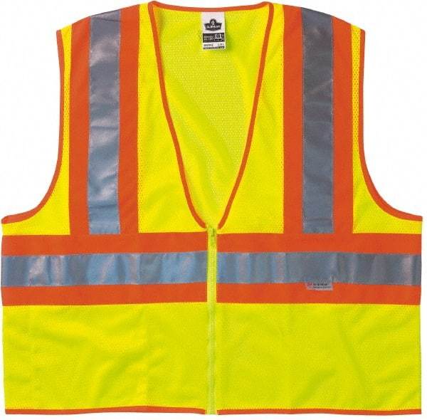 Ergodyne - Size 2X/3XL High Visibility Lime Mesh General Purpose Vest - 52 to 58" Chest, ANSI/ISEA 107, Zipper Closure, 1 Pocket, Polyester - All Tool & Supply