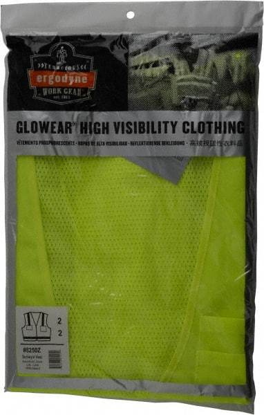 Ergodyne - Size L/XL High Visibility Lime Mesh/Solid Surveyor's Vest - 44 to 52" Chest, ANSI/ISEA 107, Zipper Closure, 6 Pockets, Polyester - All Tool & Supply