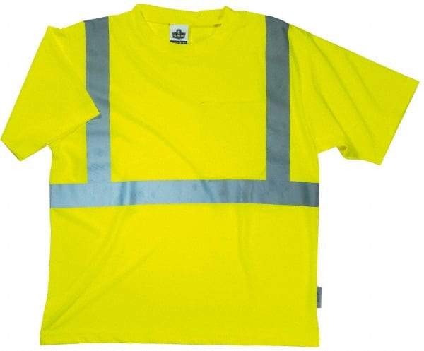 Ergodyne - Size M, Lime, High Visibility, Short Sleeve T-Pocket, - 36 to 38" Chest, 1 Pocket, Polyester - All Tool & Supply