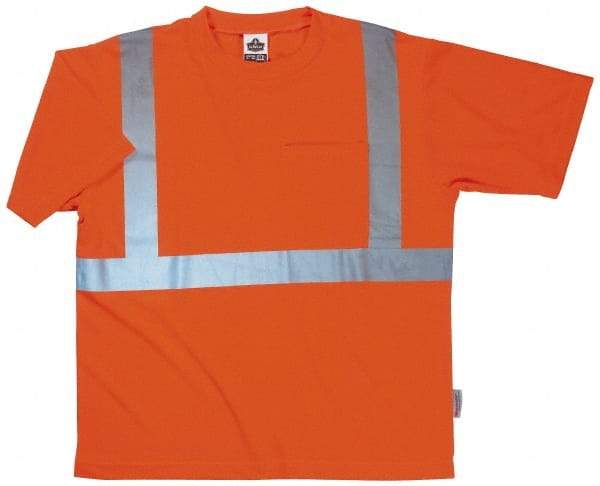 Ergodyne - Size 2XL, Orange, High Visibility, Short Sleeve T-Pocket, - 46 to 50" Chest, 1 Pocket, Polyester - All Tool & Supply