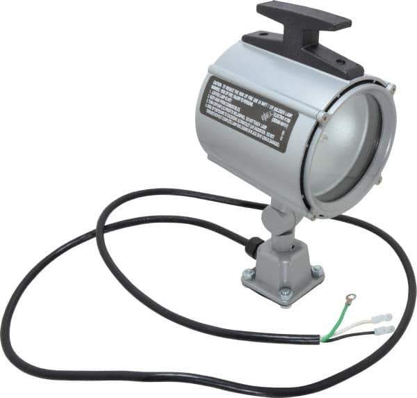 Electrix - 4 NEMA Rated, 12 VDC, 55 Watt, Spot Machine Light - Direct Mount, 5 Ft. Cord, 4-1/2 Inch Light Diameter, Gray - All Tool & Supply