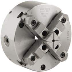 Buck Chuck Company - 4 Jaws, 10" Diam, Self Centering Manual Lathe Chuck - Front Mount, Adjustable, Reversible, 3,000 Max RPM, 3.23" Through Hole Diam, Forged Steel - All Tool & Supply