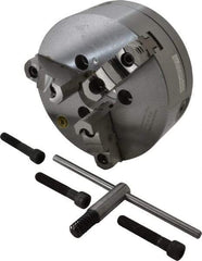 Bison - 3 Jaws, 8" Diam, Self Centering Manual Lathe Chuck - A1-6 Mount Spindle, Reversible, 4,000 Max RPM, 2.1653" Through Hole Diam, 0.001" Axial Runout, 0.0016" Radial Runout, Forged Steel - All Tool & Supply