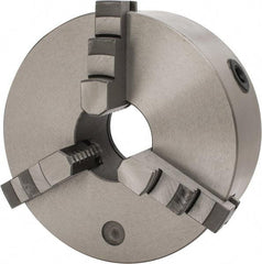 Interstate - 3 Jaws, 8" Diam, Self Centering Manual Lathe Chuck - Plain Back Mount Spindle, 2.5591" Through Hole Diam, 0.003" Axial Runout, Cast Iron - All Tool & Supply