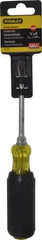 Stanley - 1/4" Blade Width, 8-1/4" OAL Standard Slotted Screwdriver - 4" Blade Length, Round Shank, Acetate with Rubber Grip Handle - All Tool & Supply