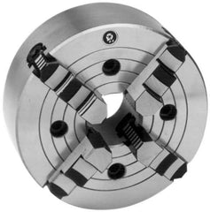 Interstate - 4 Jaws, 16" Diam, Independent Manual Lathe Chuck - D1-8 Mount Spindle, Reversible, 4.921" Through Hole Diam, Cast Iron - All Tool & Supply