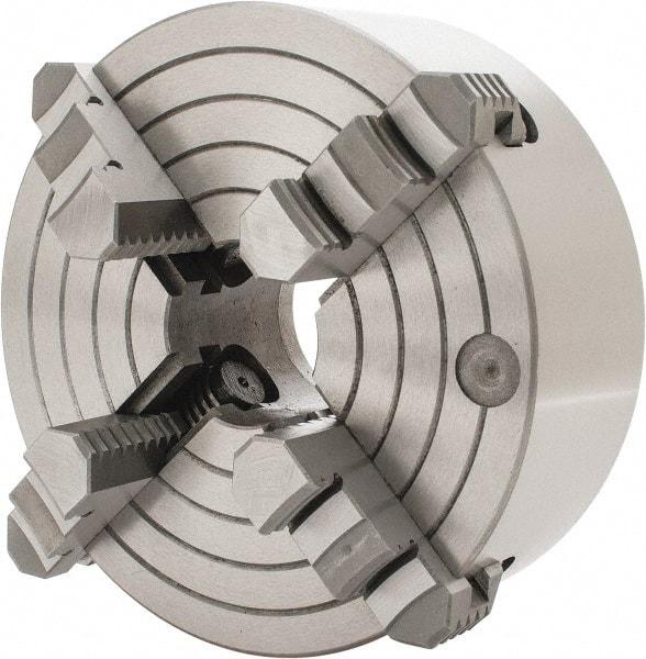 Interstate - 4 Jaws, 8" Diam, Independent Manual Lathe Chuck - D1-4 Mount Spindle, Reversible, 2.165" Through Hole Diam, Cast Iron - All Tool & Supply