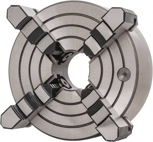 Interstate - 4 Jaws, 8" Diam, Independent Manual Lathe Chuck - D1-5 Mount Spindle, Reversible, 2.165" Through Hole Diam, Cast Iron - All Tool & Supply