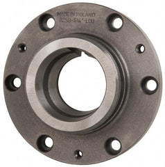 Bison - Adapter Back Plate for 6-1/4" Diam Self Centering Lathe Chucks - L-0 Mount, 2.6" Through Hole Diam, 6.32" OD, 0.71" Flange Height, Cast Iron - All Tool & Supply