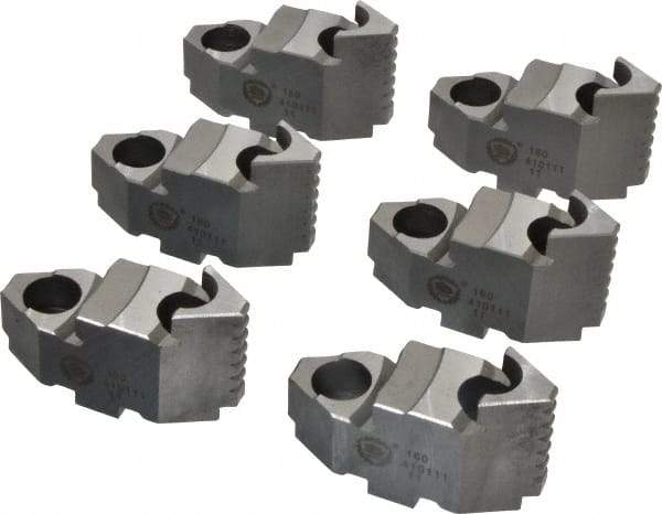 Bison - 6-1/4 to 6" Chuck Diam Compatibility, Steel Tongue & Groove Hard Lathe Top Jaws - 0.984" Wide x 2.638" Long x 1.634" High - All Tool & Supply