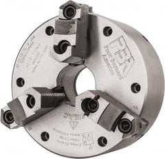 Pratt Burnerd America - 3 Jaws, 6" Diam, Self Centering Manual Lathe Chuck - Plain Back Mount Spindle, Adjustable, Reversible, 4,900 Max RPM, 1.81" Through Hole Diam, Forged Steel - All Tool & Supply