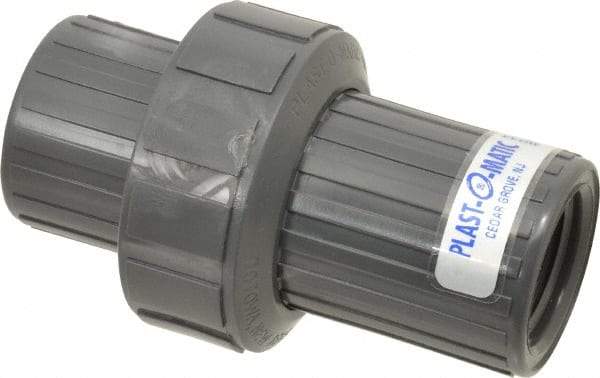 Plast-O-Matic - 1" PVC Check Valve - Inline, FNPT x FNPT, 150 WOG - All Tool & Supply