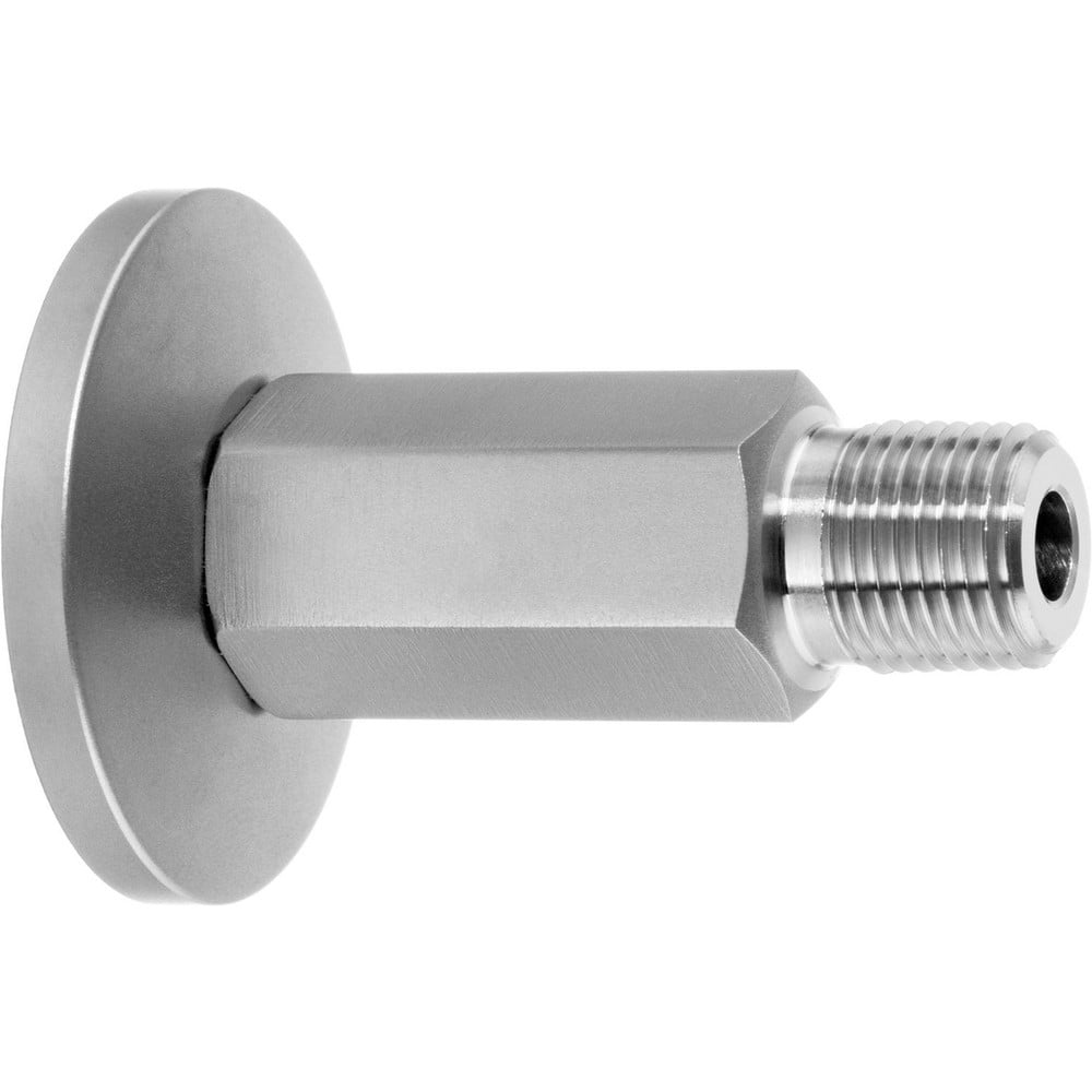 Metal Vacuum Tube Fittings; Material: Stainless Steel; Fitting Type: Male Adapter; Tube Outside Diameter: 2.000; Fitting Shape: Straight; Connection Type: Quick-Clamp; Male NPT; Maximum Vacuum: 0.0000001 torr at 72 Degrees F; Thread Standard: None; Flange