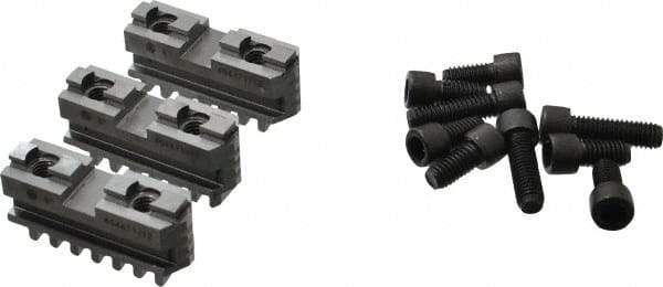 Bison - 6-1/4 to 6" Chuck Diam Compatibility, Steel Tongue & Groove Hard Lathe Master Jaws - 1/2" Groove Width, 0.7874" Wide x 2.559" Long - All Tool & Supply