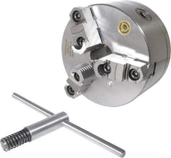 Bison - 3 Jaws, 6" Diam, Self Centering Manual Lathe Chuck - D1-4 Mount Spindle, Reversible, 3,000 Max RPM, 1.6535" Through Hole Diam, 0.0008" Axial Runout, 0.0012" Radial Runout, Cast Iron - All Tool & Supply